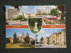 Képeslap,Szolnok megye,Szigliget,Mezőtúr,Törökszentmiklós,Szolnok látkép részlet, 1984-