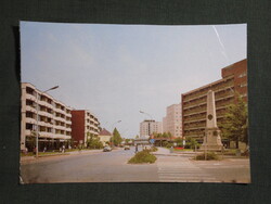 Képeslap,Szentes,Kossuth Lajos utca,emlékmű látkép,részlet, 1984-