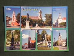 Képeslap,Szentes,mozaik,templom,szobor,emlékmű,park,utca látkép,részlet, 2000-