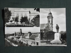 Képeslap,Szentes,mozaik,városháza,Kossuth szobor,park,utca látkép,részlet, 1960-
