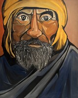 Szúrós tekintet – Nagy méretű kortárs festmény Nyugat-Európából 100 x 80 cm /számlát adunk hozzá/