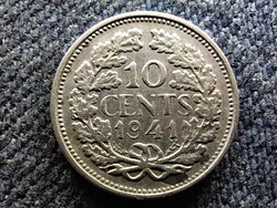 Hollandia I. Vilma (1890-1940, 1945-1948) .640 ezüst 10 Cent 1941
