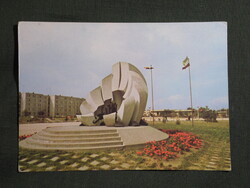 Képeslap,Százhalombatta,Főtér,barátság emlékmű látkép,részlet, 1984-