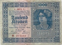 1000 korona kronen 1922 Ausztria 1.