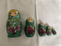 Antik gyönyörűen festett Orosz matrjoska babák 5 db.