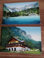 2 db lap egyben, Magas Tátra, Poprádi tó és Majláth menedékház 1927, és Zerge szálló, postatiszta