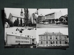 Képeslap,Szécsény,mozaik,templom,iskola,bíróság,OTP,utca látkép,részlet, 1970-