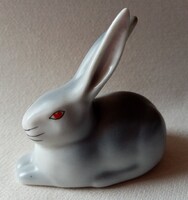 Hollóházi szürke porcelán nyuszi / nyúl figura