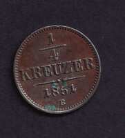 1/4 Krajcár / Kreuzer 1851 B (Körmöcbánya)
