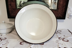 Bonyhádi nagy méretű, 47 cm, zománcozott, törtfehér vajling.
