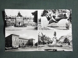Képeslap,Szekszárd,mozaik,Garay János-szobor,rér,kórház,múzeum,emlékmű látkép,részlet, 1964-