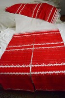 Szövött mintás vászon erdélyi kézimunka darpéria páros függöny 2db. x 45x250 cm 130x46 cm kalotaszeg