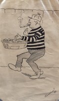Konc József "pékinas" tus-papaír, 1950