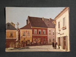 Képeslap,Szentendre,Marx tér a Pestis kereszt,utca látkép,részlet, 1964-