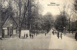 Kassa - Széchenyi-liget   Ligeti - mozgó , gyalogátjáró a pu. felé   Jaskó Géza kiadása, 1917