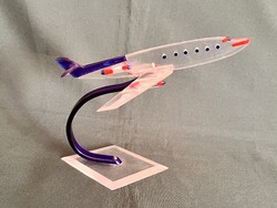 Midcentury plexi repülőgép makett asztalidísz (E0007)