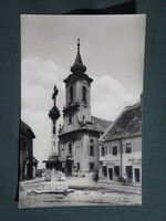 Képeslap,Szentendre,Marx tér,Pestiskereszt,Róm. kat. templom,utca,könyvesbolt látkép,részlet, 1961-