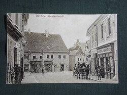 Képeslap,reprodukció,Szentendre,Marx tér,Pestiskereszt,utca látkép,részlet, 1987-