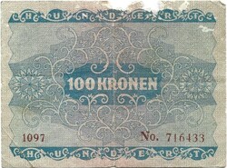 100 korona kronen 1922 Ausztria 1.