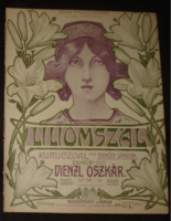 Liliomszál Faragó Géza jelzett litho art nouveau kotta