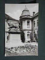 Képeslap,Szigetvár,Zrínyi tér,oroszlán szobor látkép,részlet, 1961-