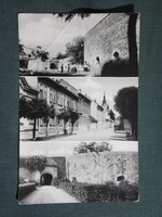 Képeslap,Szigetvár,mozaik,vár,várkapu,utca látkép,részlet, 1961-
