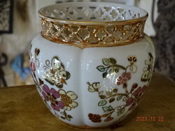 ZSOLNAY PORCELÁN ÁTTÖRT LEPKÉS PILLANGÓS KASPÓ   HIBÁTLAN !!!