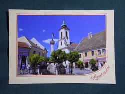 Képeslap,Szentendre,Marx tér a Pestis kereszt,templom,utca látkép,részlet, 2000-