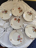 Eladó régi porcelan Epiag Deutschland süteményes tányérok dús virág mintával 6 db!