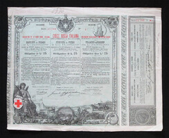 Olasz Vöröskereszt Egylet kisorsolási kötvény 25 lira 1885 - Róma