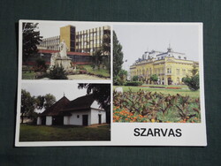 Képeslap,Szarvas,mozaik,Tessedik szobor park,Árpád szálló,tájház,pince látkép,részlet, 1980-