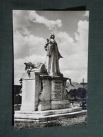 Képeslap,Szarvas,Tessedik Sámuel szobor látkép,részlet, 1960-