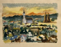 Szőnyi Jenő (1902-1993) Balatonfüredi naplemente, 1963 /számlát adunk hozzá/