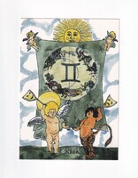 R:10 Horoszkóp Ikrek képeslap (Postatiszta)