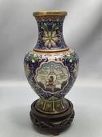 Réz alapon rekeszzománcos régi Kínai váza