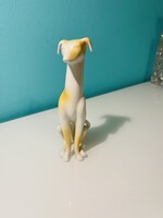 Hollóházi ülő kutya porcelán figura