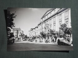 Képeslap,Szolnok,Ságvári Endre utca látkép,részlet, 1961-