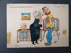 KIS LUDAS EREDETI KARIKATÚRA - NEMES TÖRÖK JÁNOS /1907-1980/- GRAFIKUS, KARIKATURISTA