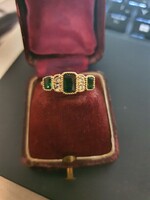 Gold-plated metal art deco stone ring... Brill style