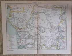 "KONGO-ÁLLAM térképe" cca 1900 A Pallas Nagylexikon térkép melléklete