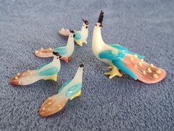 Apró antik muránói üveg állatok páva család