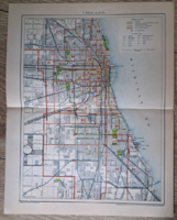 "CHICAGO térképe" cca 1900 A Pallas Nagylexikon térkép melléklete