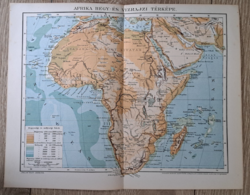 "AFRIKA hegy- és vizrajzi térképe" cca 1900 A Pallas Nagylexikon térkép melléklete