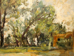 TAVASZI ÁRESÉS ! GARANTÁLTAN EREDETI CSODÁS HERMAN  LIPÓT /1884-/ KÉP:  KERT VÉGE 1971