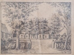Németalföldi, vagy osztrák festő kb. 1840-1860 között ceruzarajz