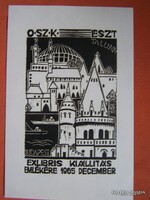 Exlibris Kiállítás 1965 emlékére  linometszet, papír, 18 x 12 c