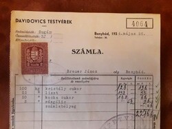 9 db. régi számla /  Davidovics Testvérek-Bonyhád.