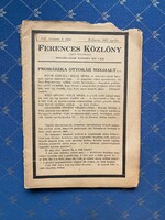 Ferences Közlöny VII. évfolyam 4. szám Budapest,1927.április havi folyóírat.Prohászka Ottokár halála