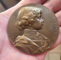 Habsburg Ottó hatalomra lépésére készített ritka bronz emlékérme. (1917)