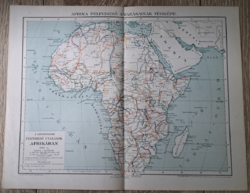 "AFRIKA felfedező utazásainak térképe" cca 1900 A Pallas Nagylexikon térkép melléklete